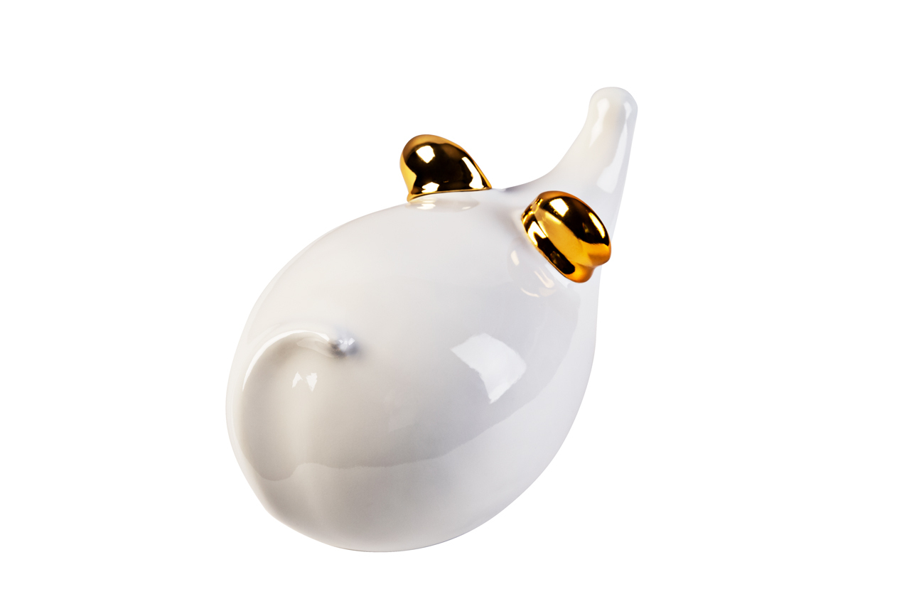 Статуэтка "Мышь" белая с золотом Garda Decor TB1928