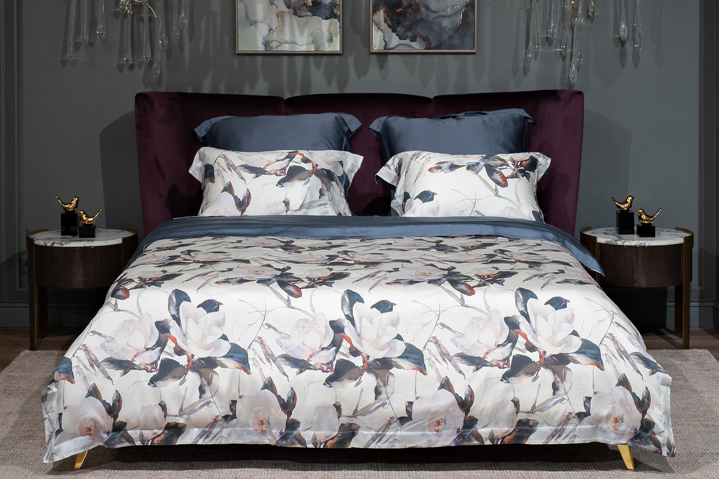 Пододеяльник Сопрано Магнолия 145х210см синий Garda Decor 131SH-276-POD MAG SOPR SIN