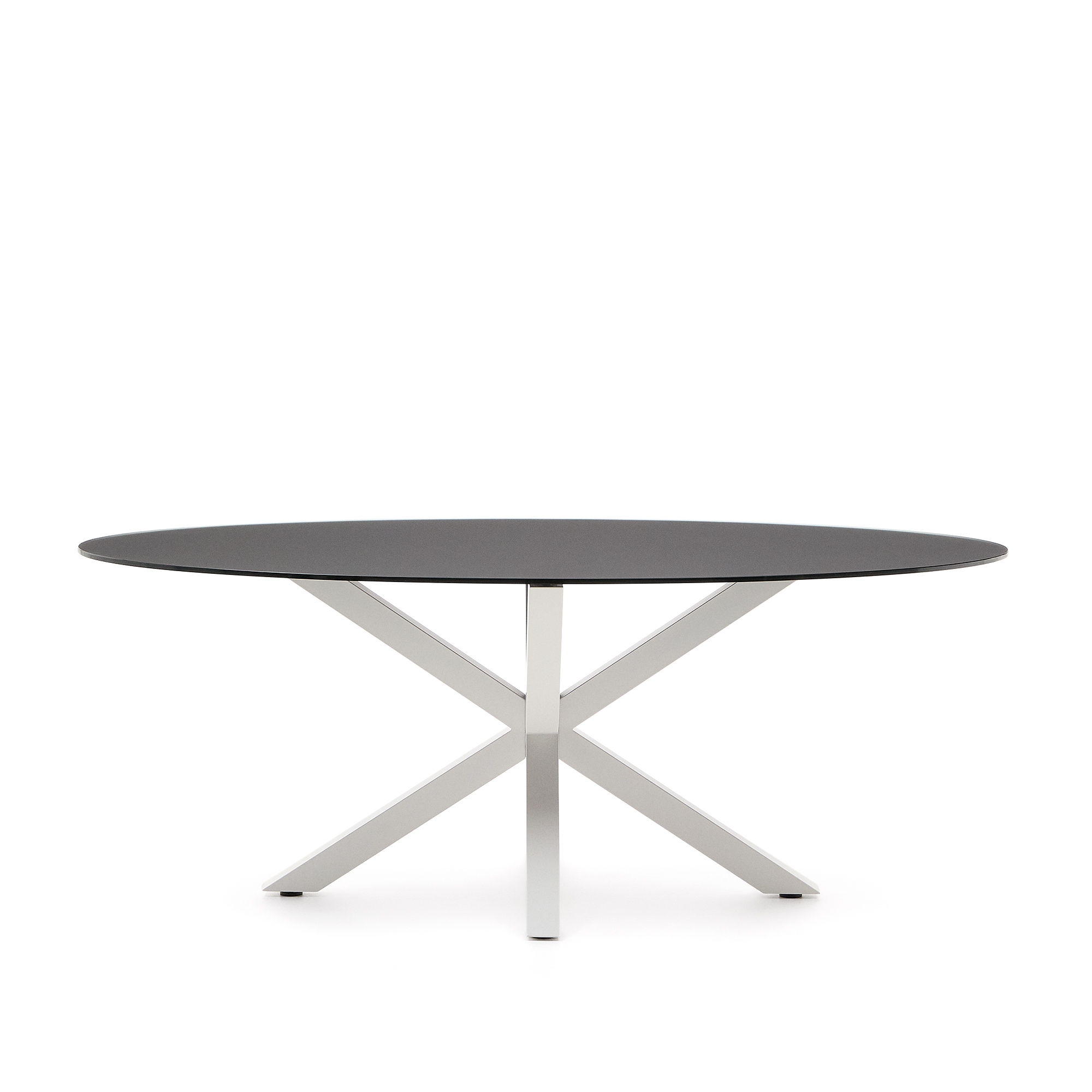 Овальный стол ARYA Argo из матового черного стекла со стальными ножками 200x100 La Forma (ex Julia Grup)