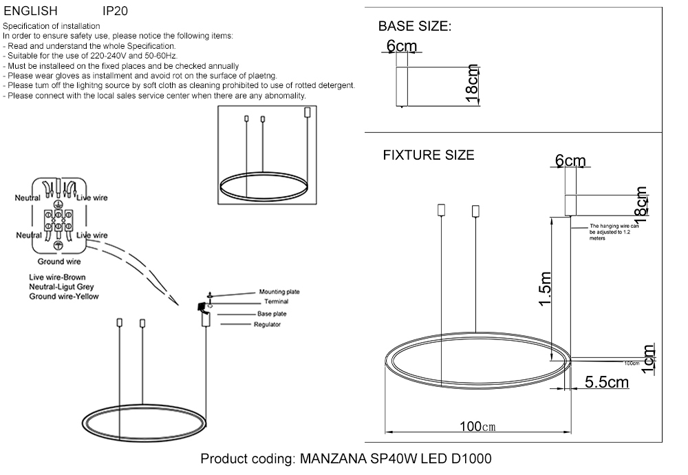 Люстра Crystal Lux MANZANA SP40W LED D1000 BLACK