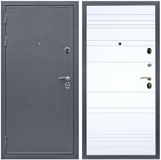 Дверь входная Graf Лондон Антик серебро / МДФ 6 мм ФЛ Дуб кантри белый горизонт