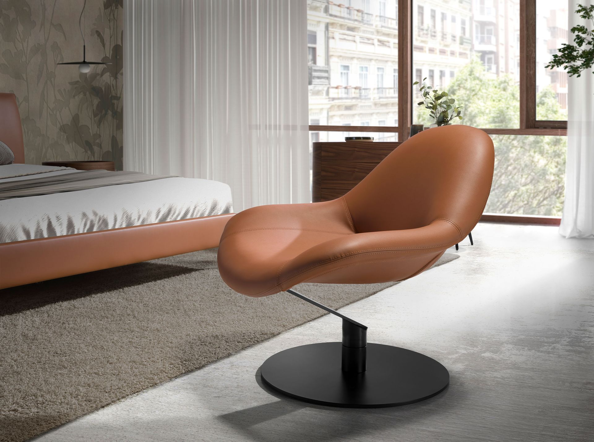 Кресло поворотное 5116/SF991 коричневое из экокожи Angel Cerda