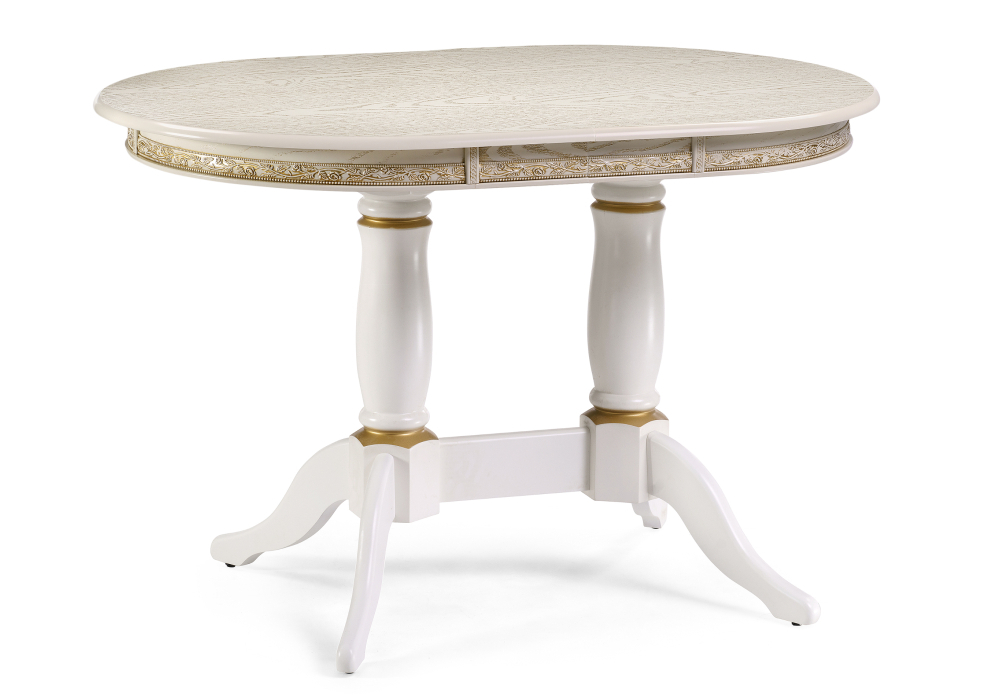 Стол деревянный Woodville Кантри 120(160)х80х75 слоновая кость с золотой патиной 450819