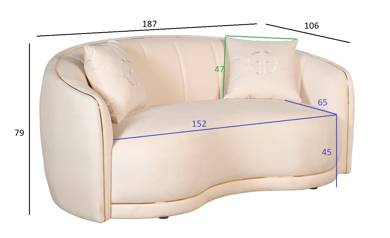 Диван двуестный велюровый бежевый Garda Decor 102AN-33821