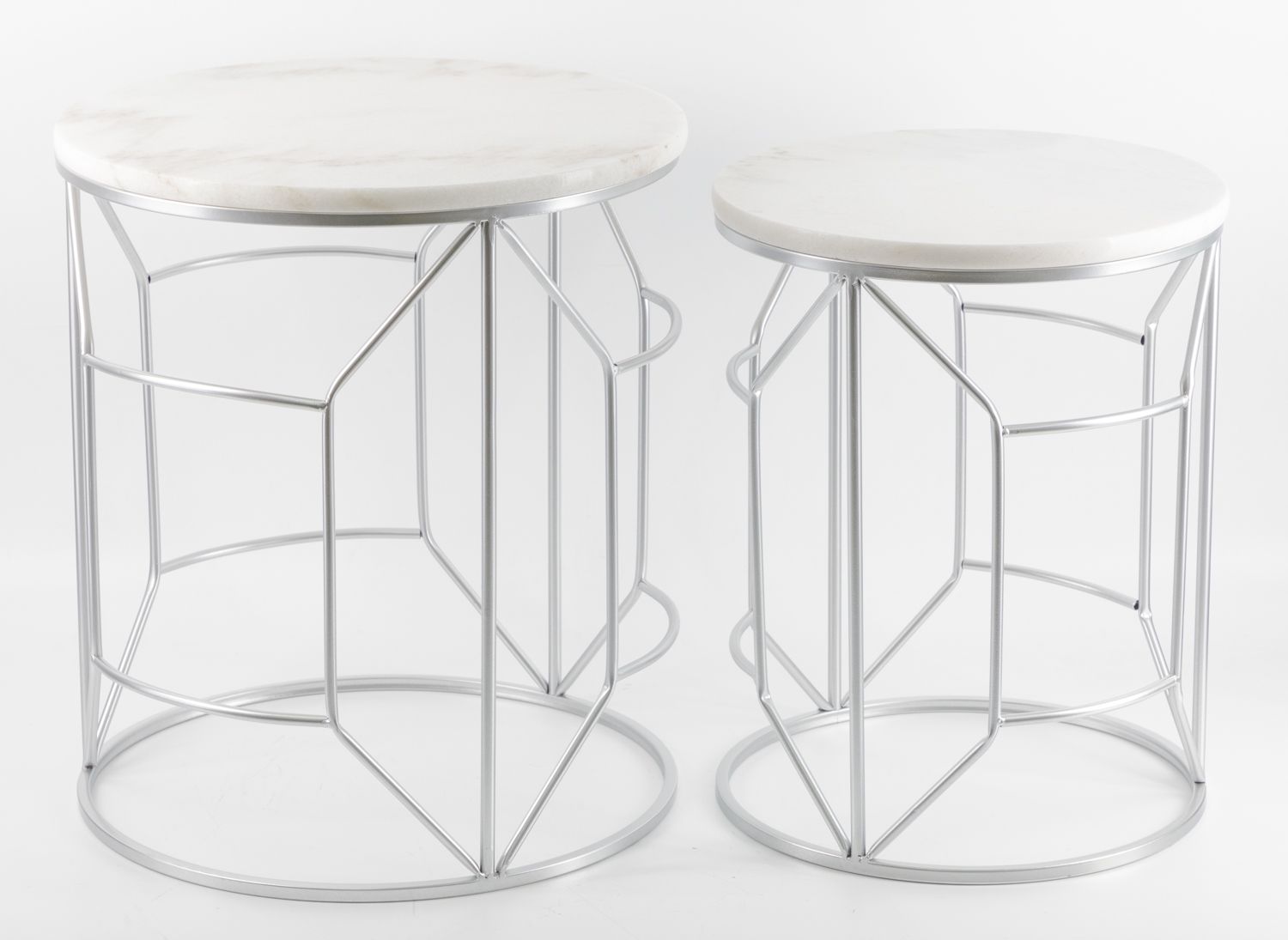 Столики интерьерные с белым мрамором, набор, Glasar 54-194/193