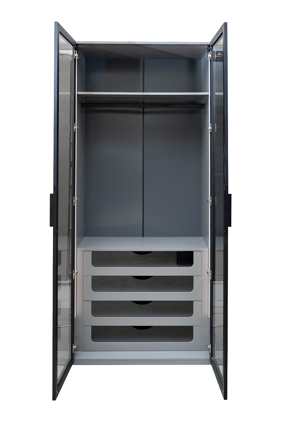 Шкаф Alto двухдверный с выдвижными ящиками цвет серый кобальт Garda Decor GD-10012/1-6-2(тонировка) Шкаф Alto двухдверный с выдвижными ящиками цвет серый кобальт Garda Decor GD-10012/1-6-2(тонировка)