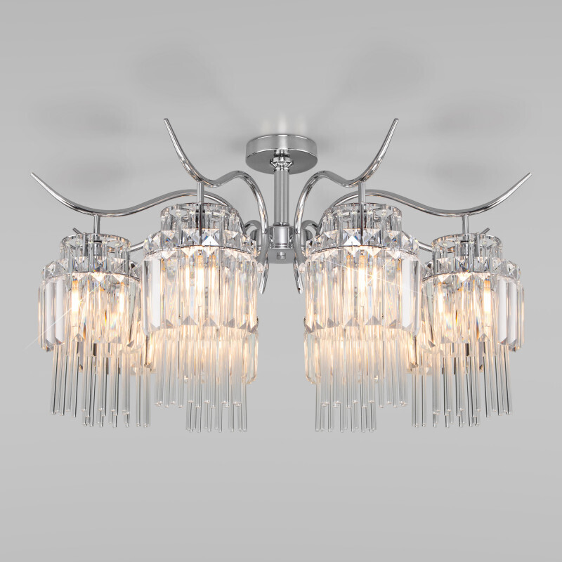 Люстра на штанге Eurosvet 10119/8 хром/прозрачный хрусталь Strotskis