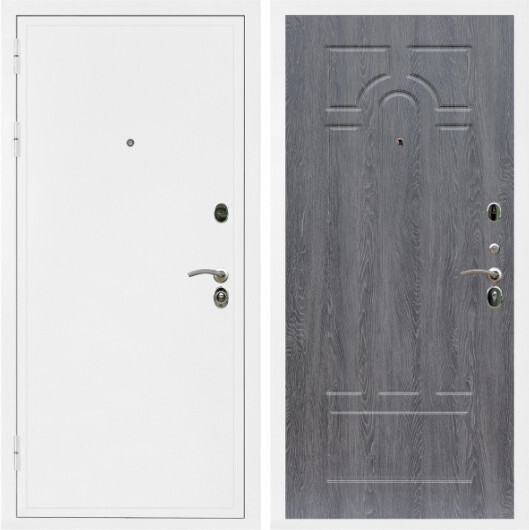 Дверь входная Graf Престиж Белая шагрень / МДФ 6 мм ФЛ-58 Дуб Филадельфия графит