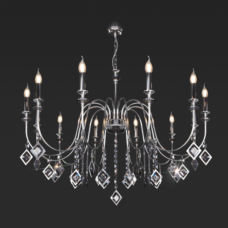 Подвесная люстра Eurosvet 10120/12 хром/дымчатый хрусталь Strotskis Smart (1