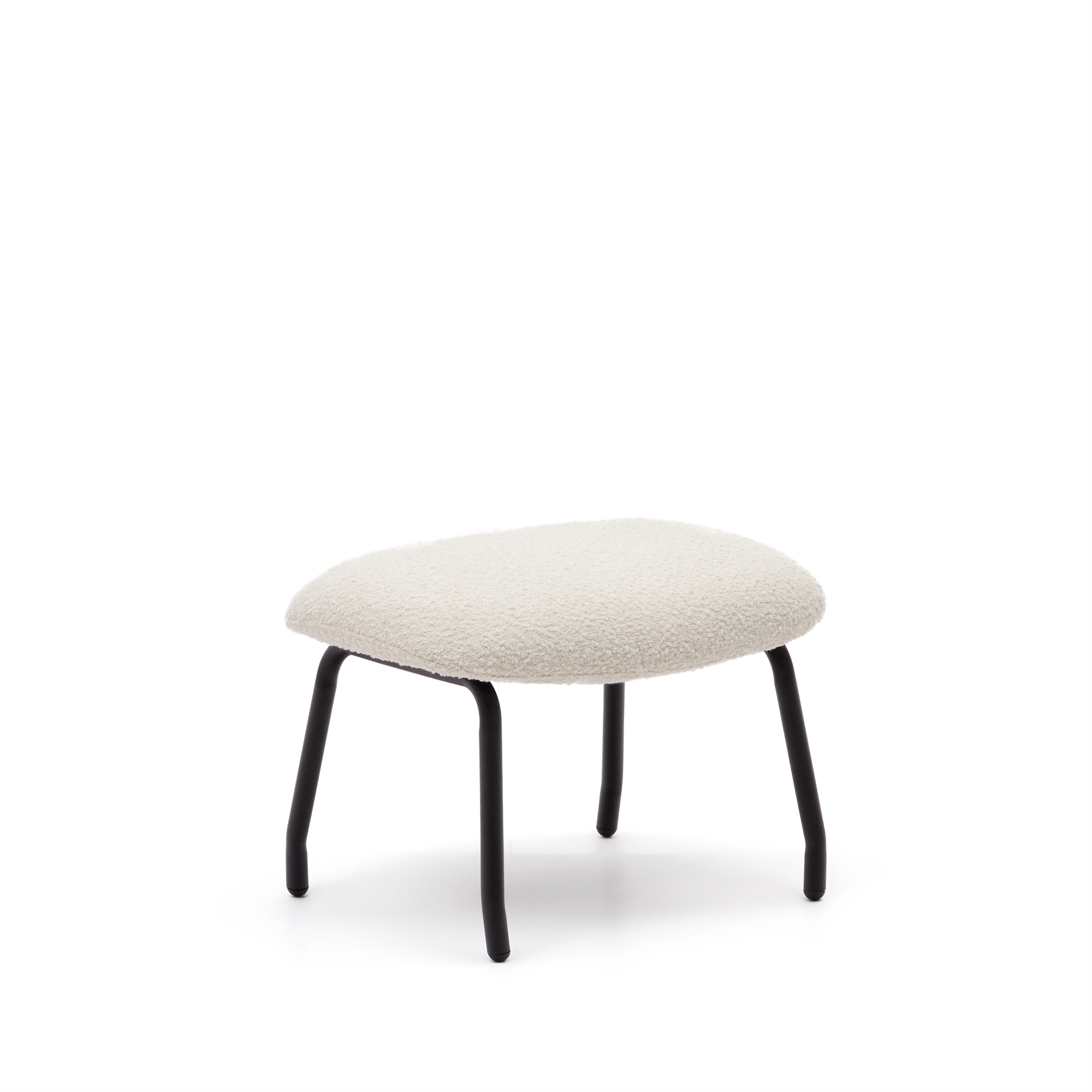 Belina Пуф для ног из белой ткани букле и стали с черной отделкой La Forma (ex Julia Grup)