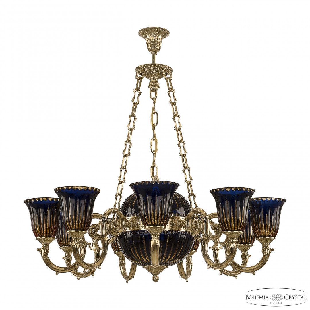 Люстра бронзовая 72003P/9/210 G P2 U Amber-Blue/H-1K