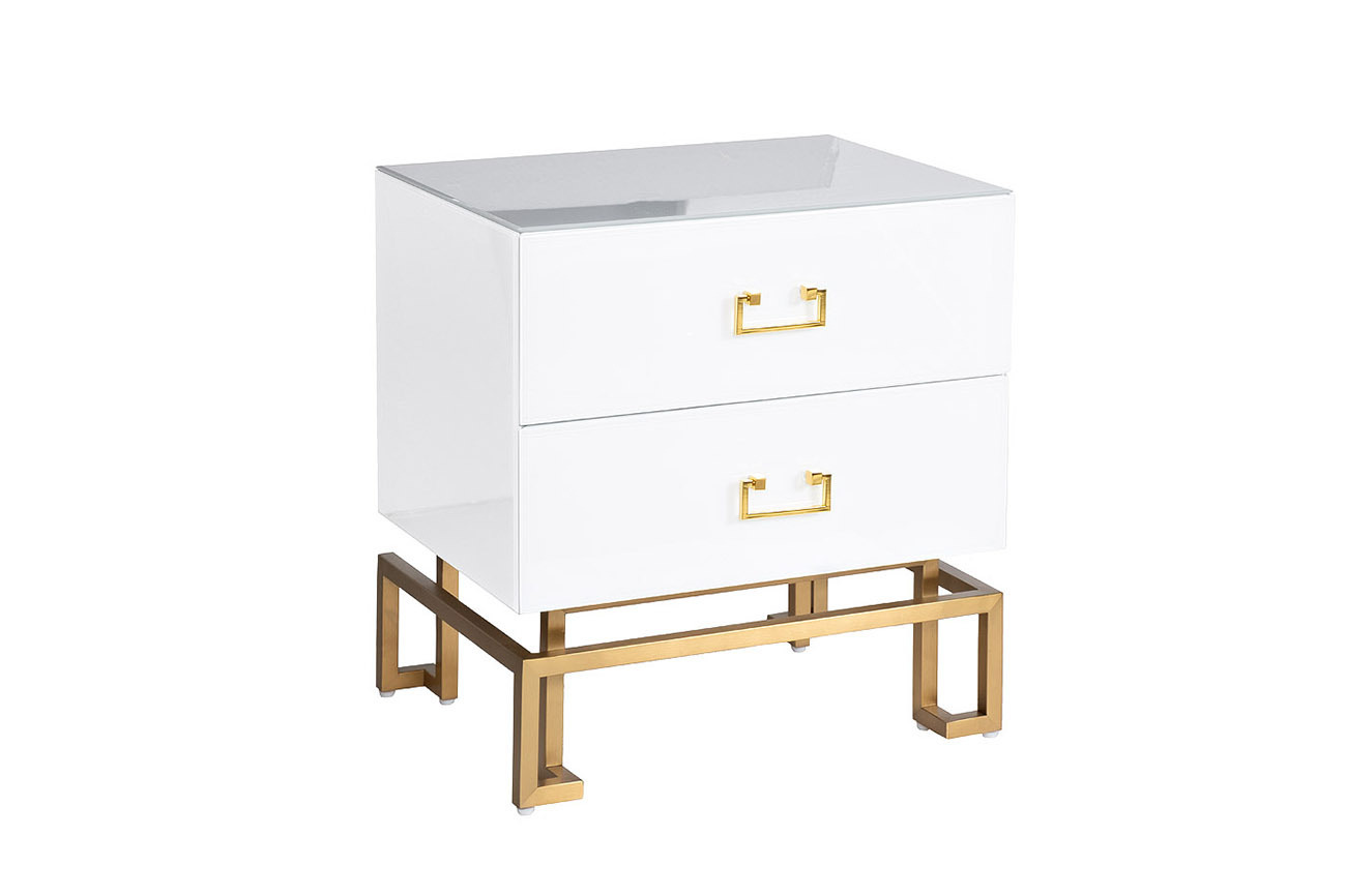 Тумбочка белая с двумя ящиками Garda Decor KFG085