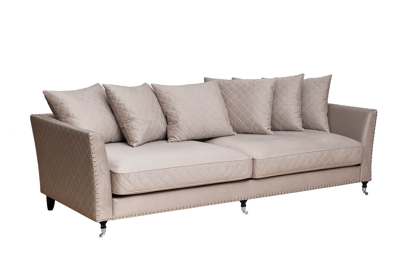 Диван Sorrento 250 трехместный велюровый светло-серый Garda Decor SORRENTO-250-Colt030