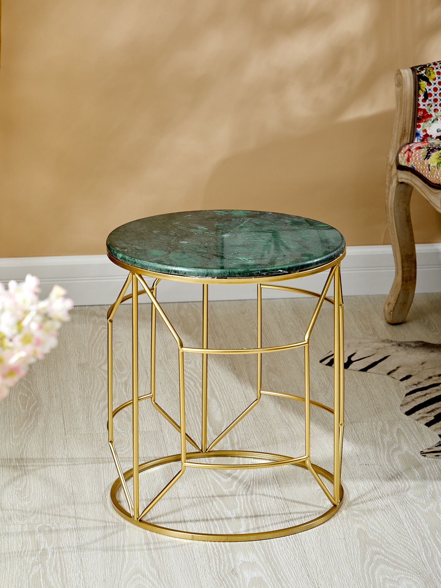 Столик интерьерный с зеленым мрамором Glasar 54-043