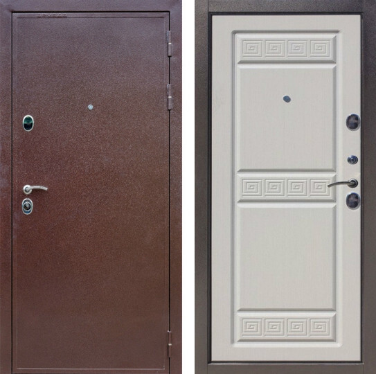 Входная металлическая дверь Graf “Троя” Антик медь; Венге светлый