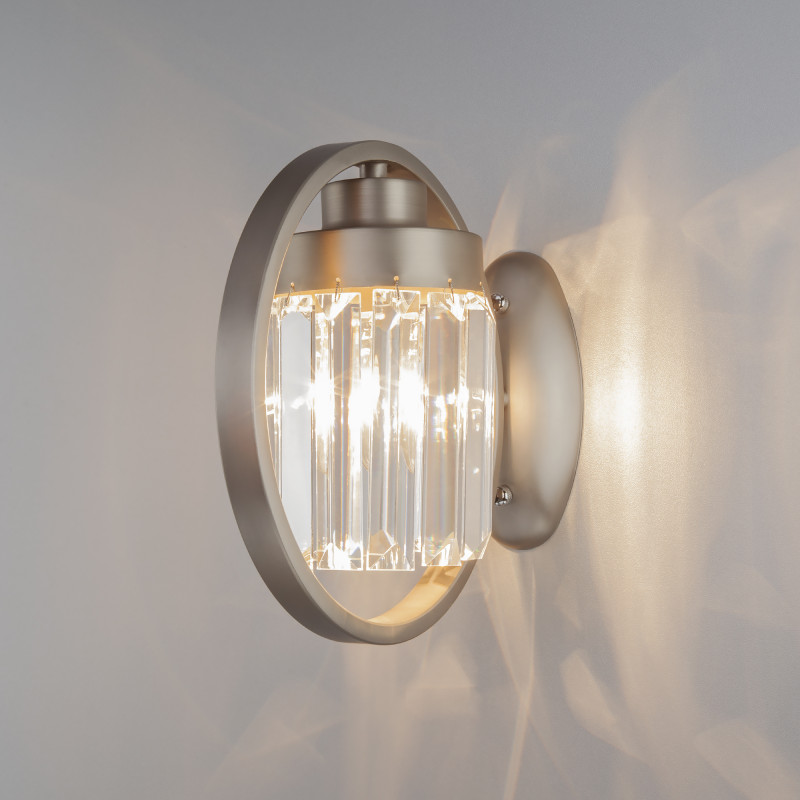 Бра Eurosvet 10128/1 сатин-никель/прозрачный хрусталь Strotskis