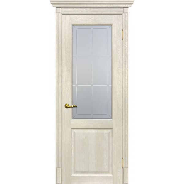 Межкомнатная дверь Graf Тоскана-1 Сатинат с художественным рисунком решетка Бьянко (2000 х 900)