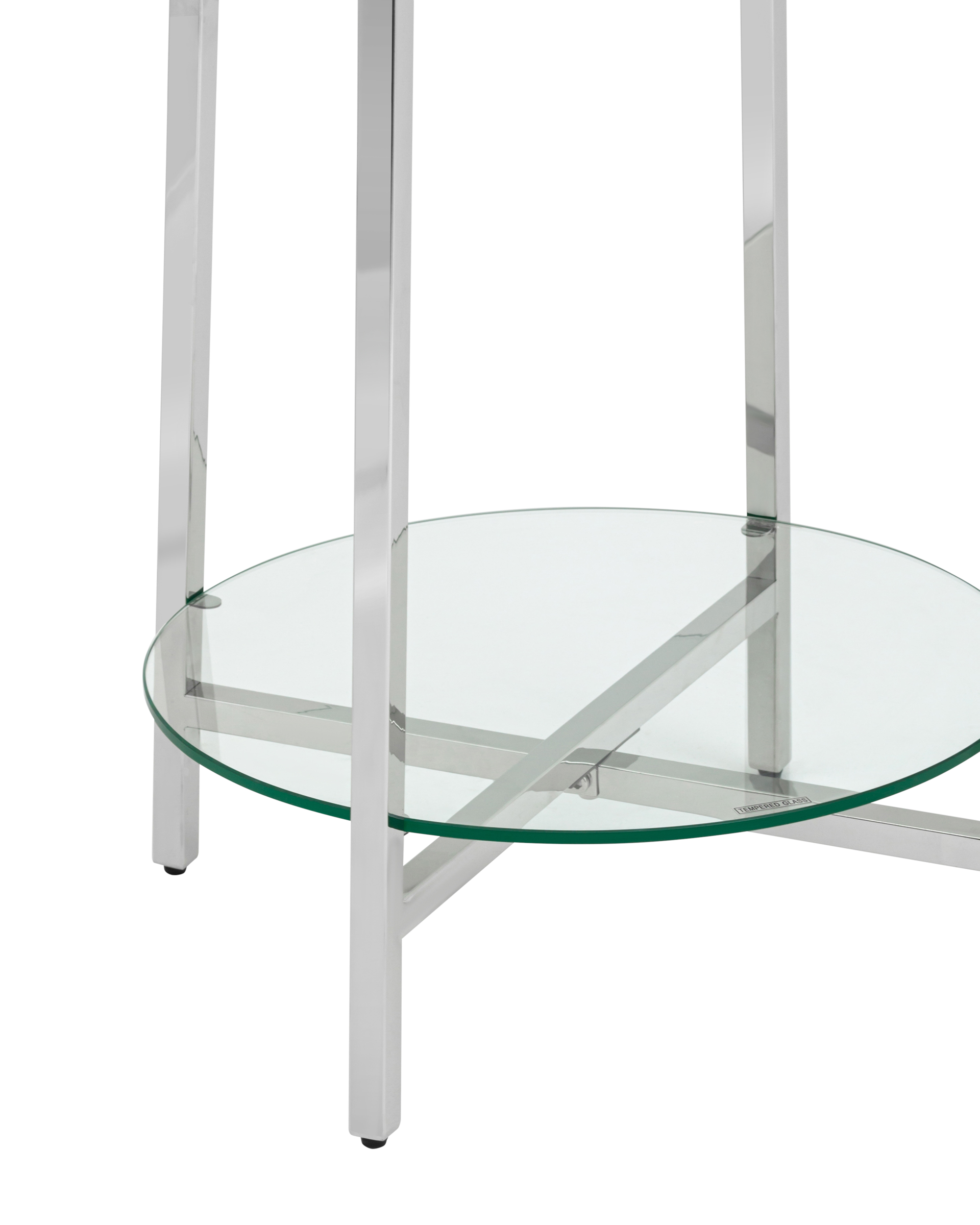 Стеллаж Ланс прозрачное стекло сталь серебро Stool Group