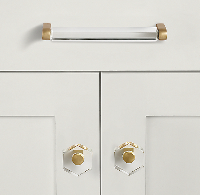 Ручка-скоба Restoration Hardware Lambeth Crystal Hex. L.20.3 Lac.Burnished Brass