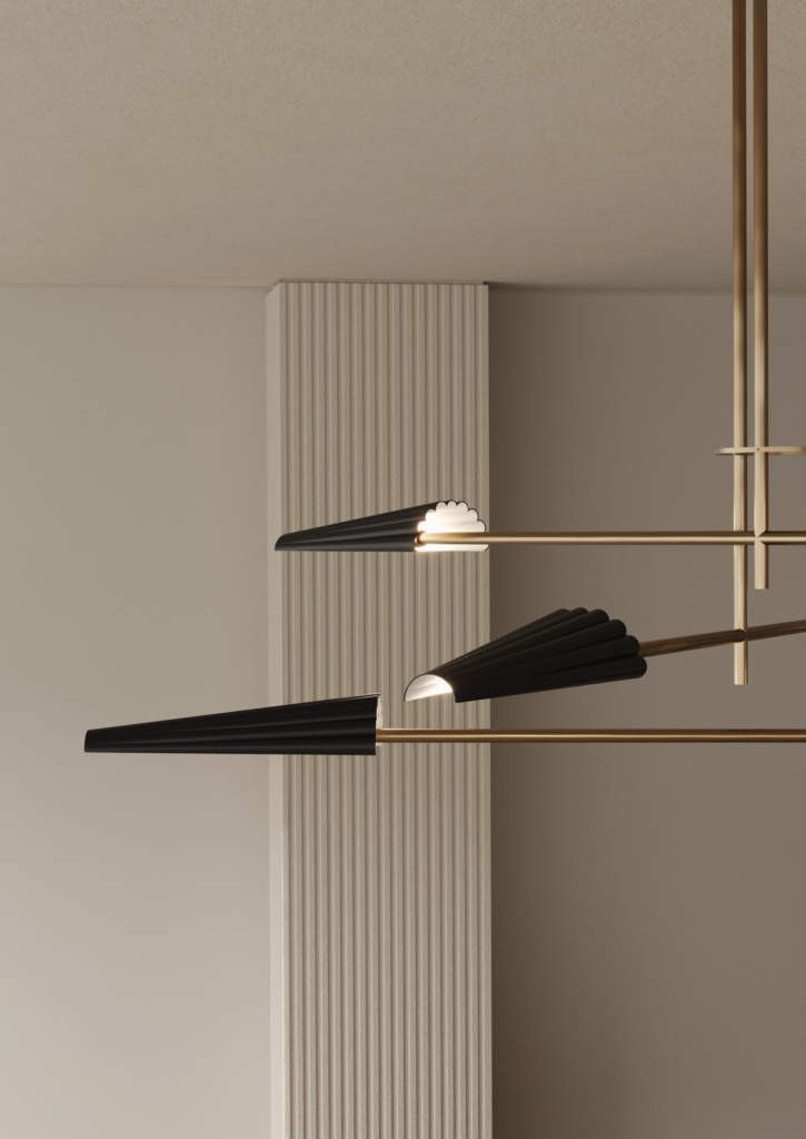 Люстра Bion 6L золотая с черными абажурами Aromas del Campo