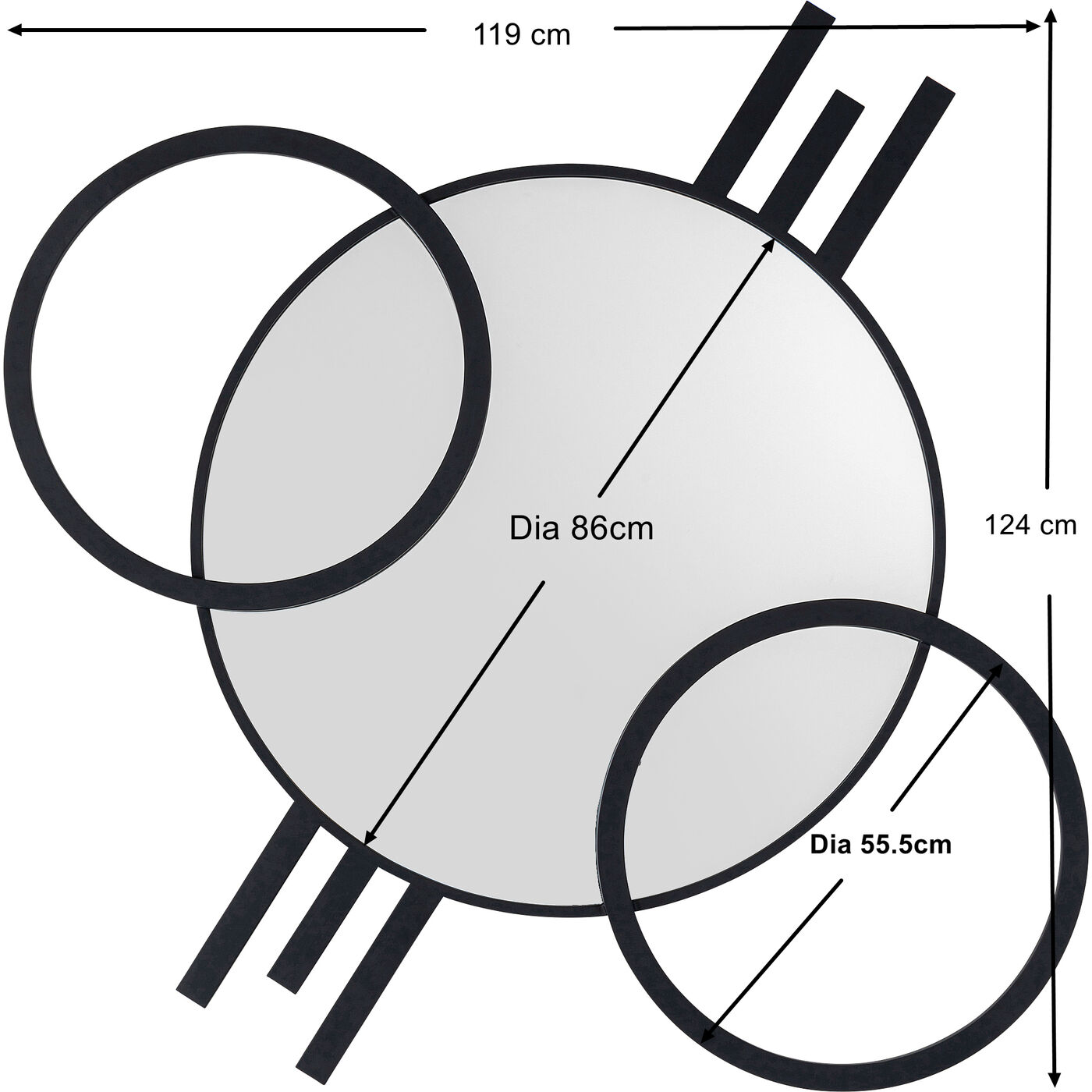 Зеркало настенное Triple Circle 124x119 см KARE 87604