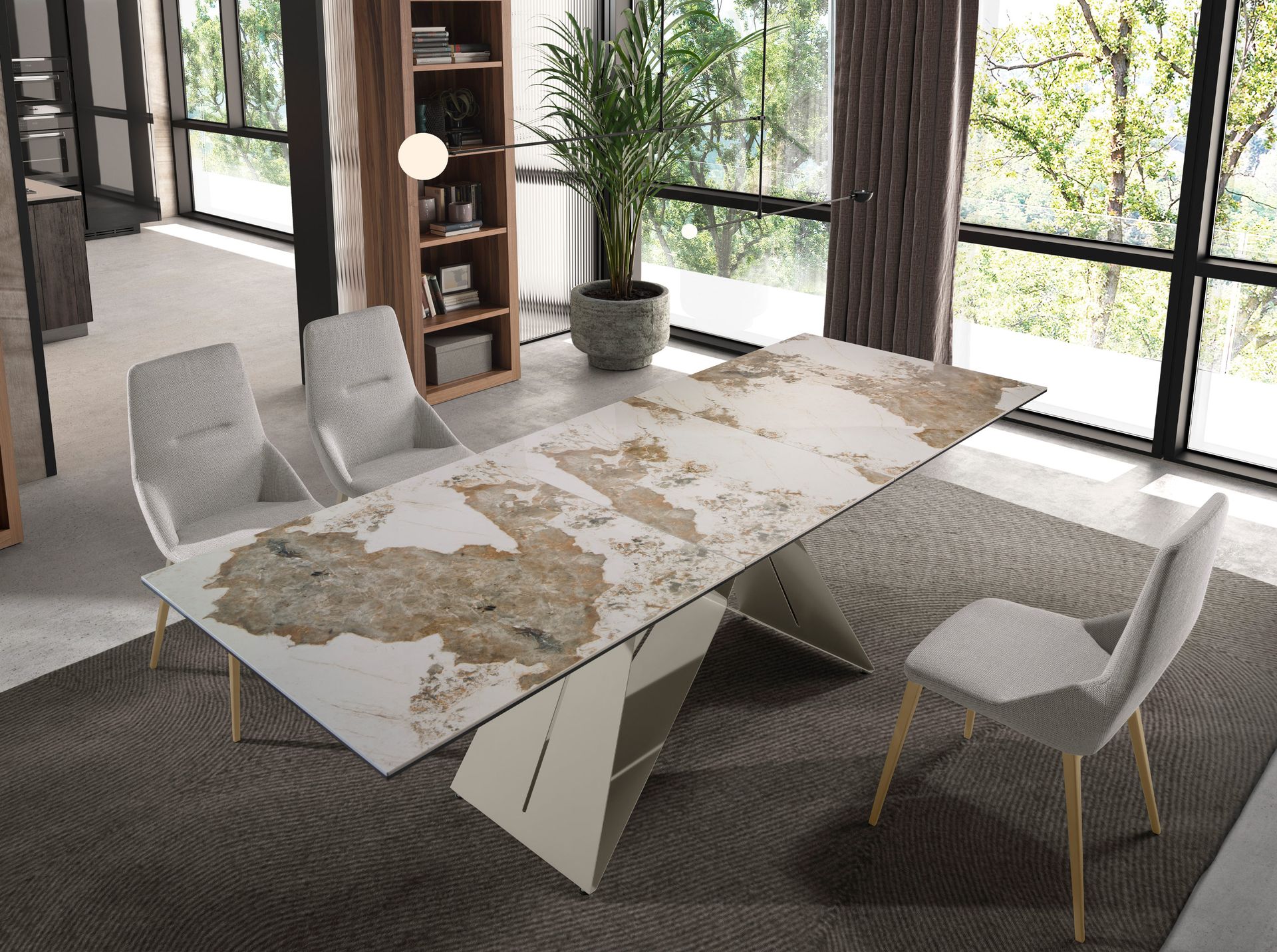 Раздвижной обеденный стол 1114/MC2207DT из мраморной керамики Angel Cerda