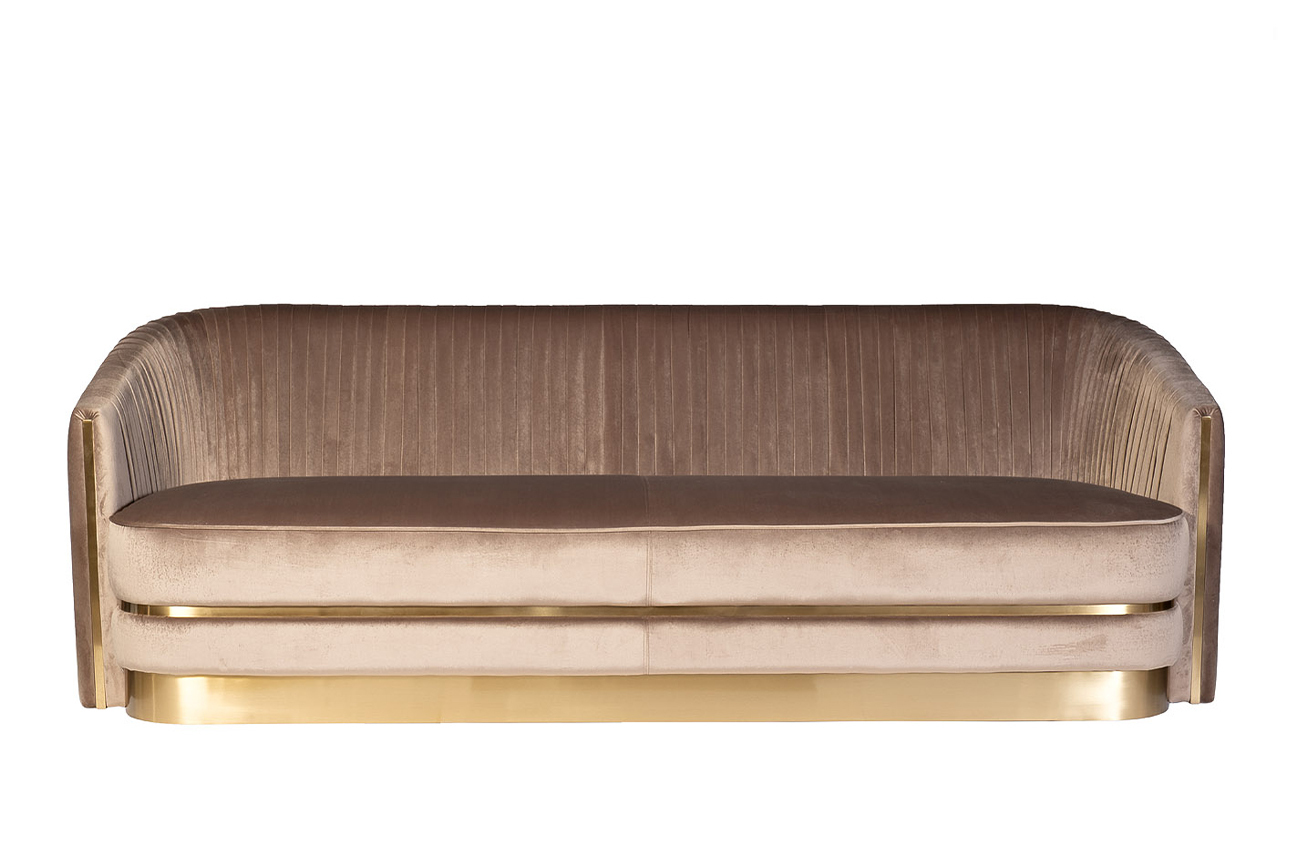 Диван трехместный велюровый серо-коричневый Garda Decor 87YY-1890-3 BRN