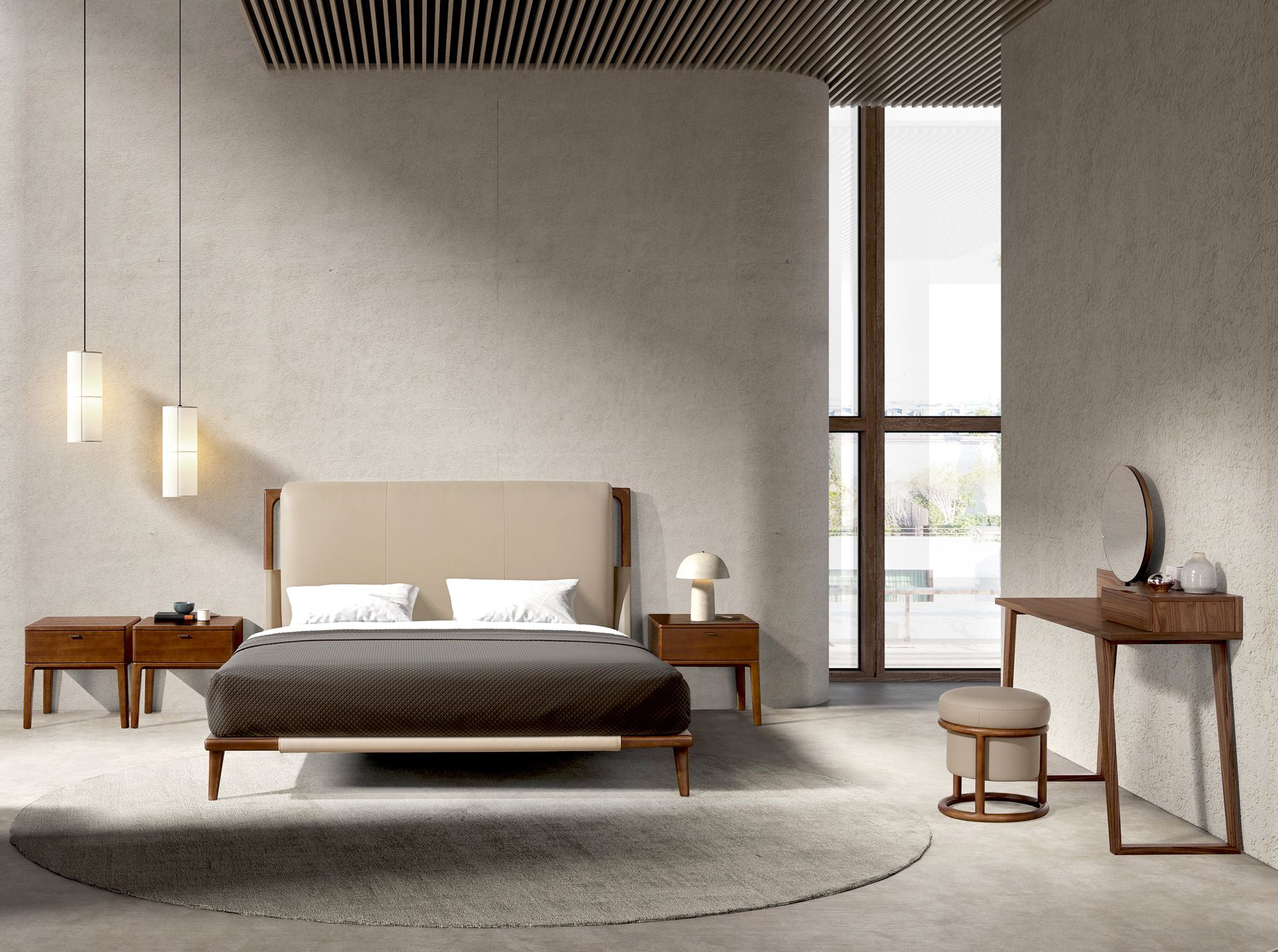 Кровать 7194 из экокожи цвета норки 180 х 200 см Angel Cerda