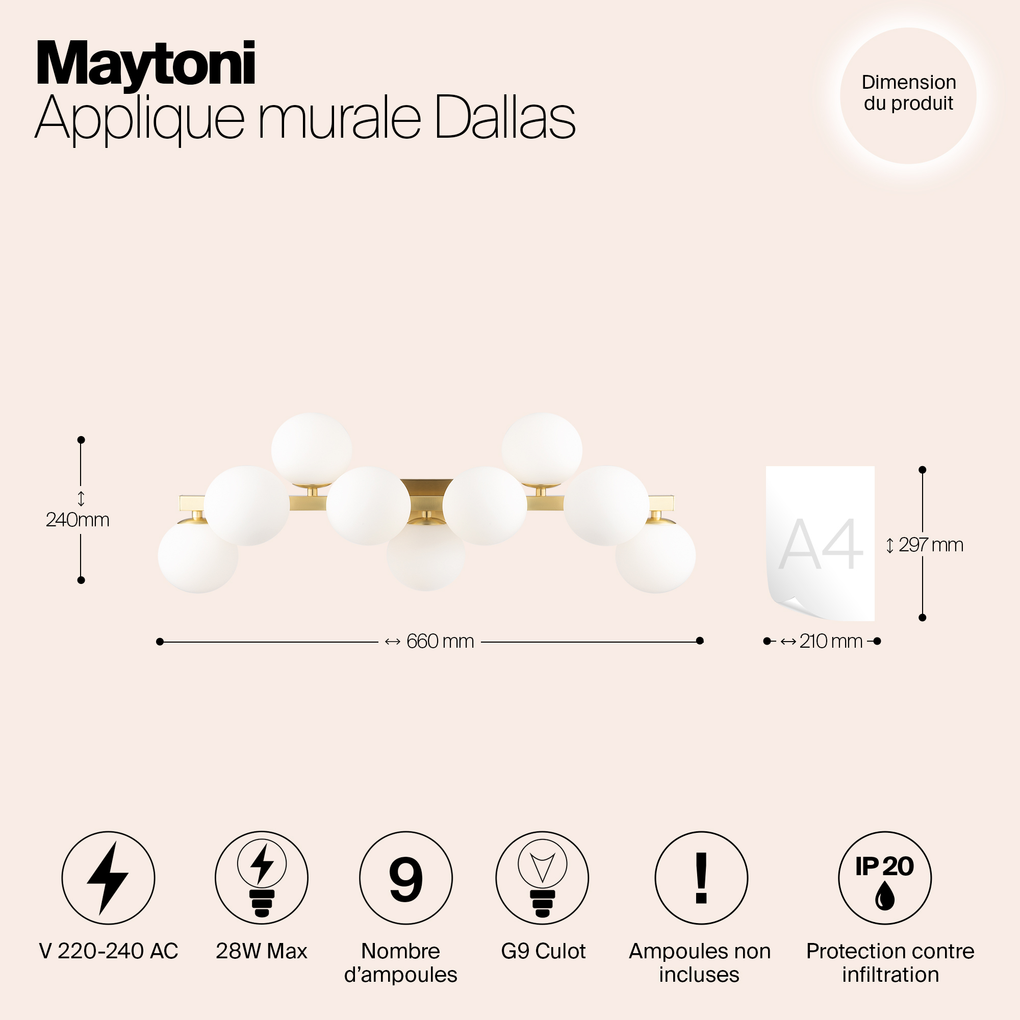 Настенный светильник (бра) Maytoni MOD547WL-09BS