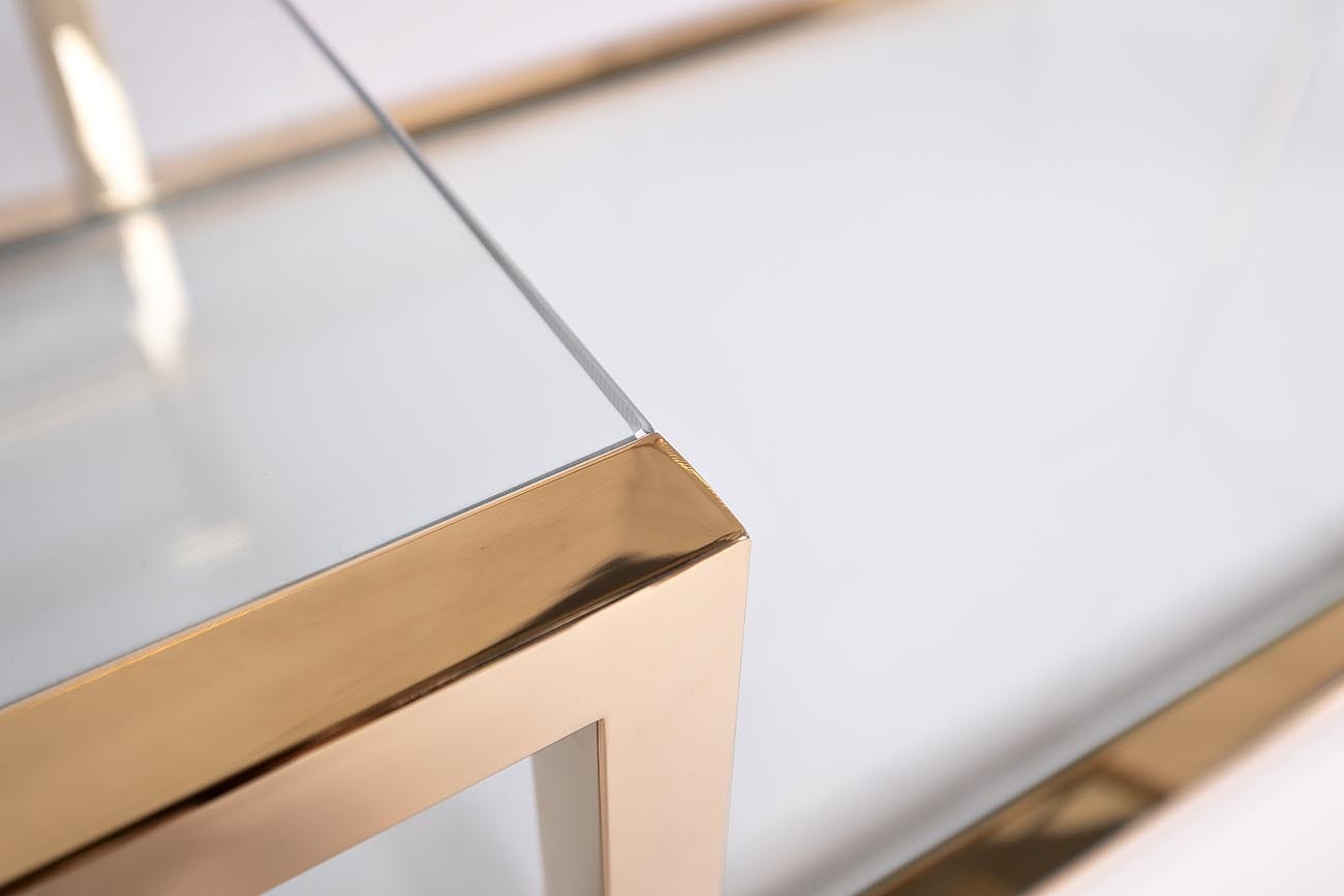 Стеллаж с прозрачным стеклом (золотой) Garda Decor GY-SH8005GOLD