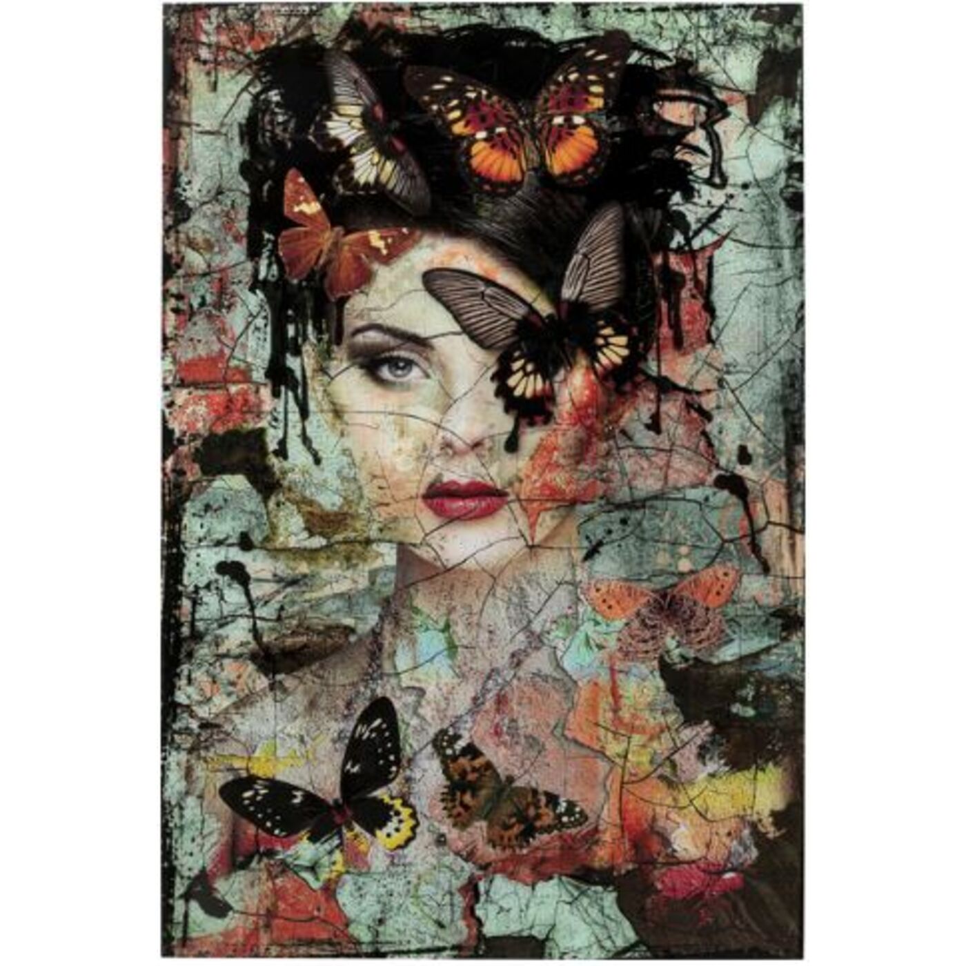 Картина стеклянная Lady Butterfly 75x55cm KARE 57823