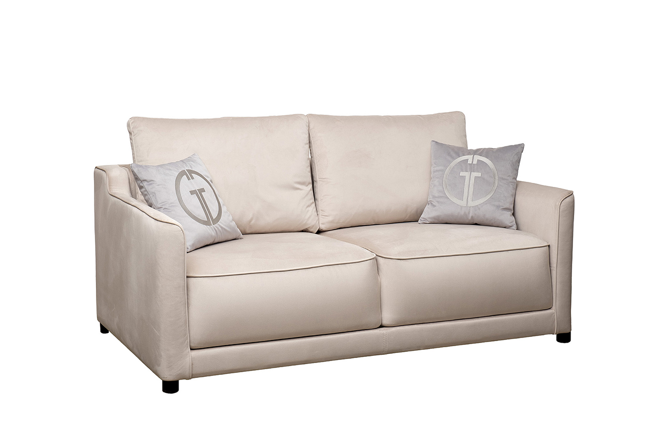 Диван двуестный раскладной светло-серый с кантом Garda Decor PORTOFINO-180-Colt030+Colt025