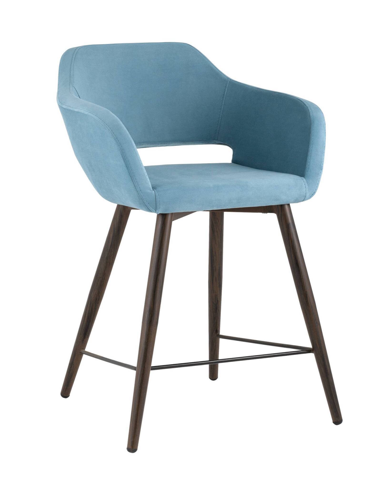 Стул полубарный Саймон велюр пыльно-голубой Stool Group