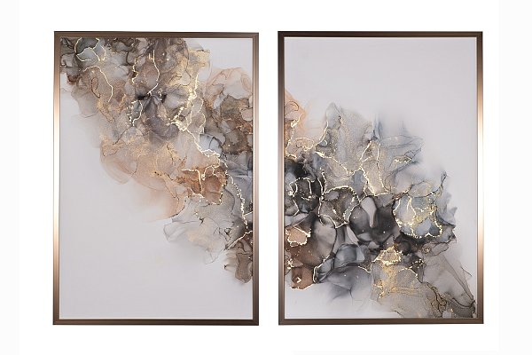 Постеры Мраморный дипти- в багете латунь Garda Decor 89VOR-MARBLE7/2