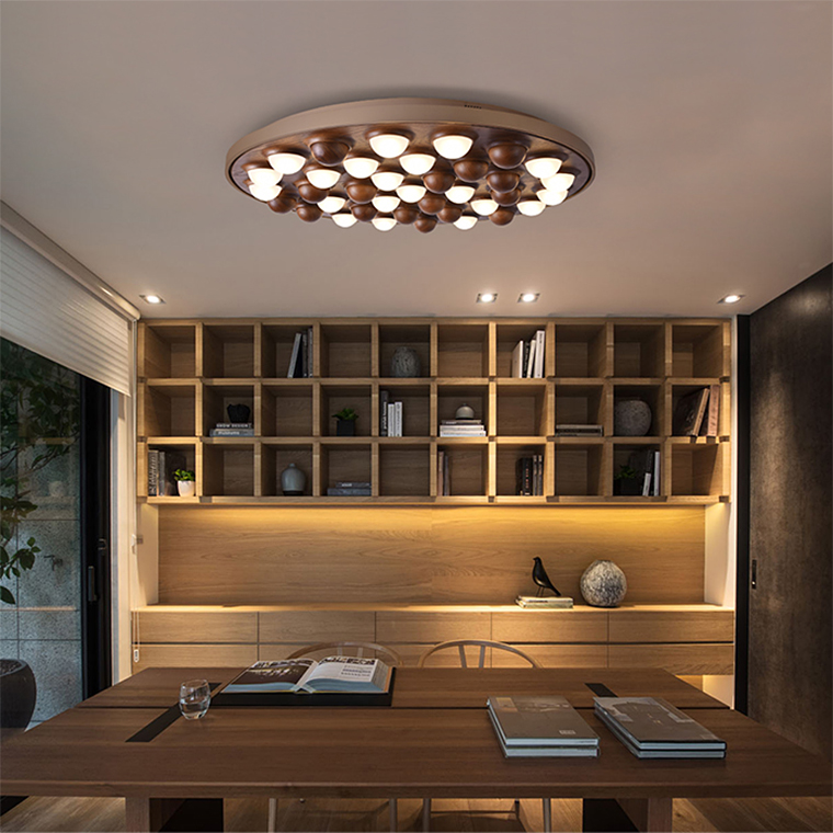 Потолочная люстра PIE D60 White/Light wood by ImperiumLoft