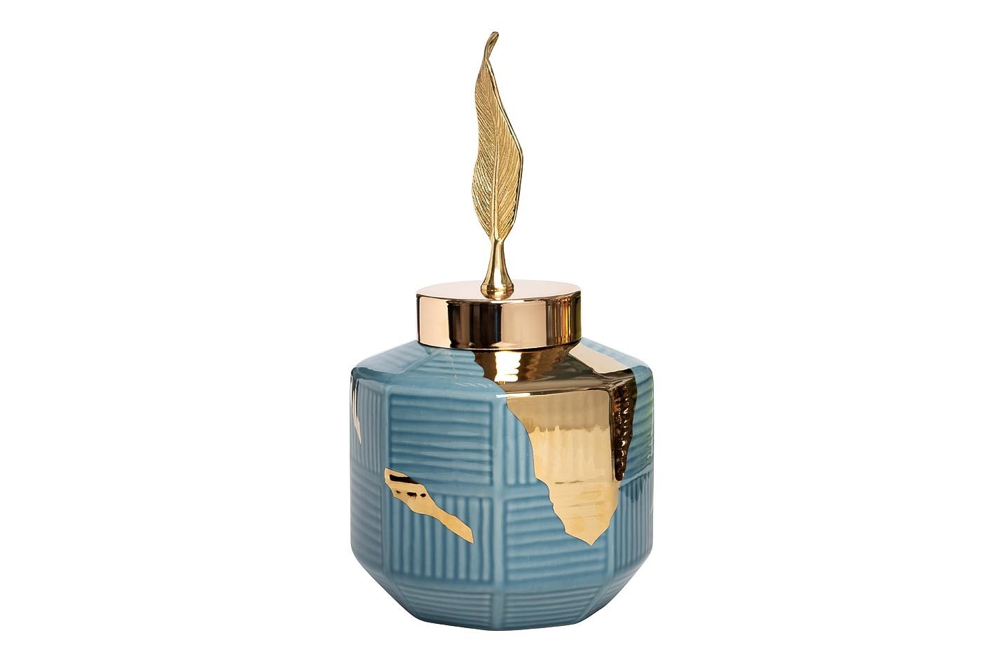 Ваза керамическая синяя (золотой декор) Garda Decor 55RD4042S