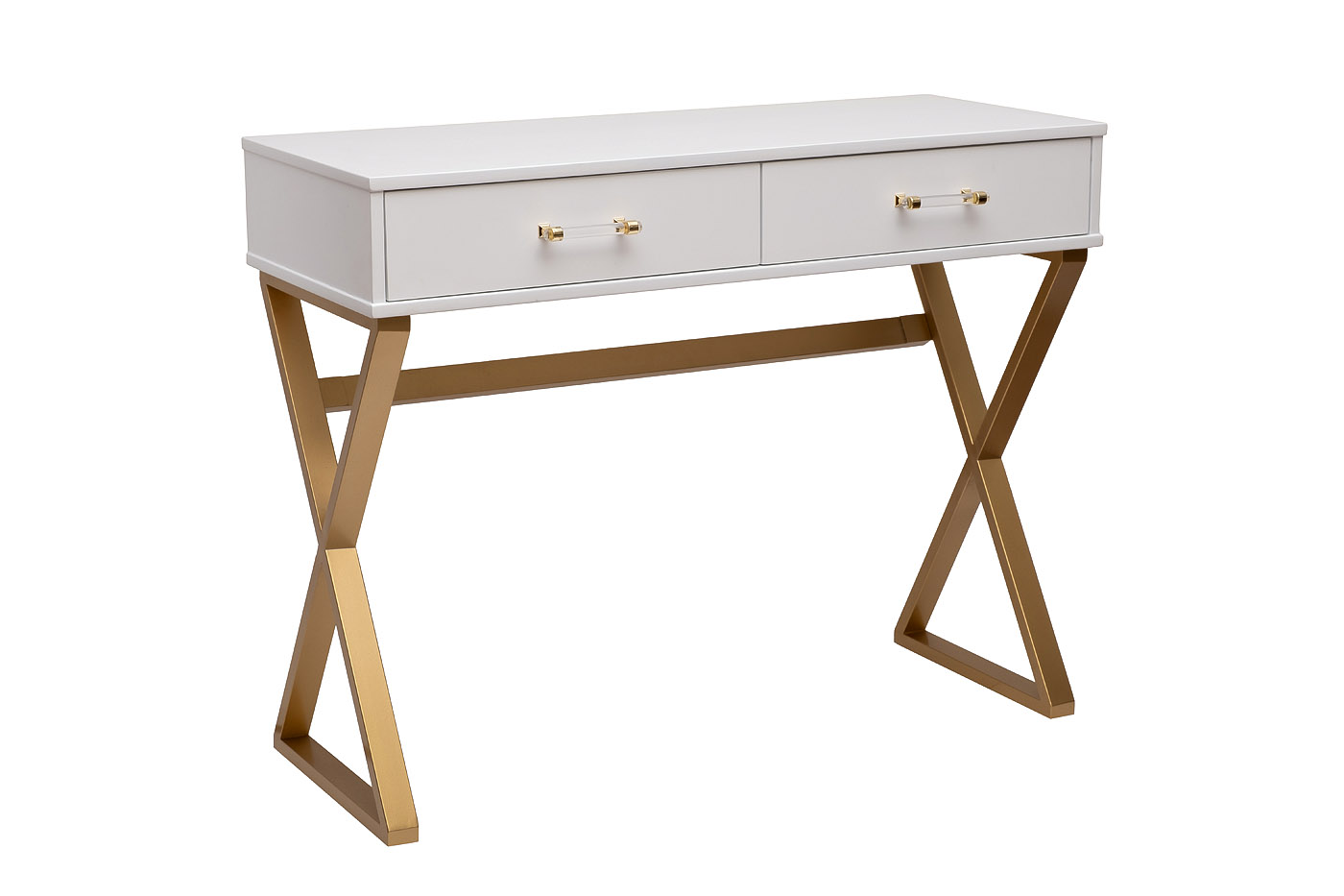 Консоль с 2мя ящиками белая/золото Garda Decor KFG164