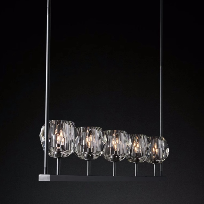 Люстра Rh Boule De Cristal Linear Chandelier 5 Black By Imperiumloft