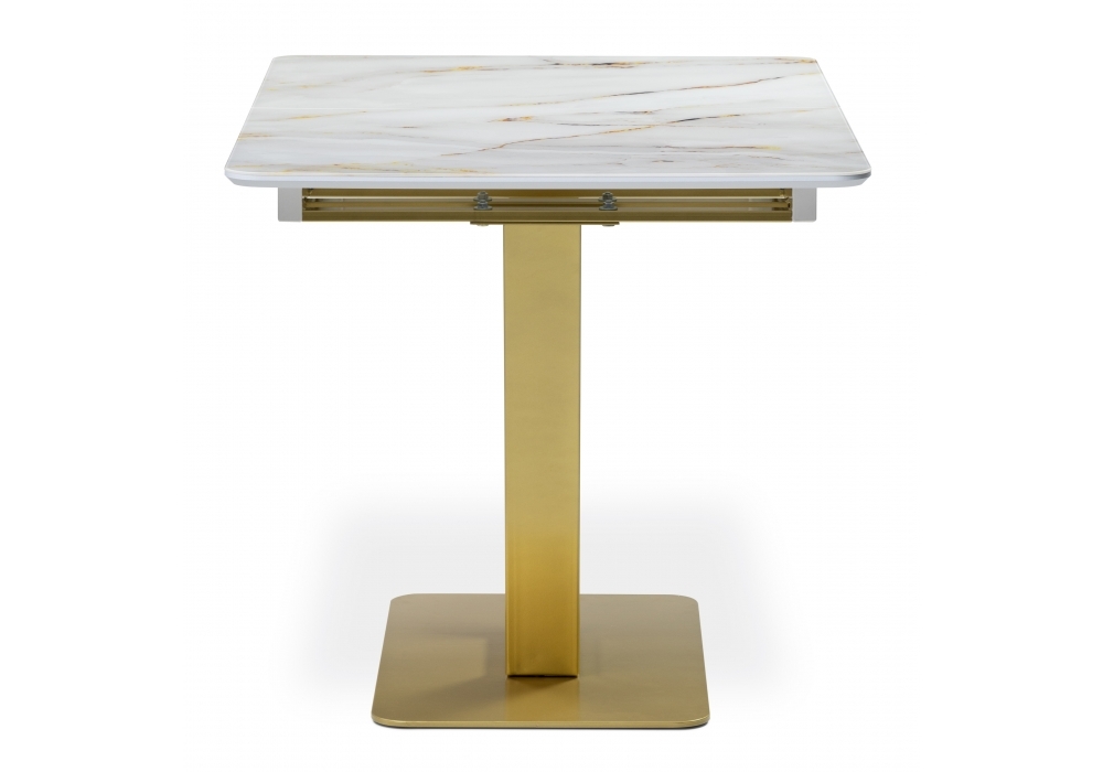 Стол стеклянный Woodville Бугун белый / золото 500006