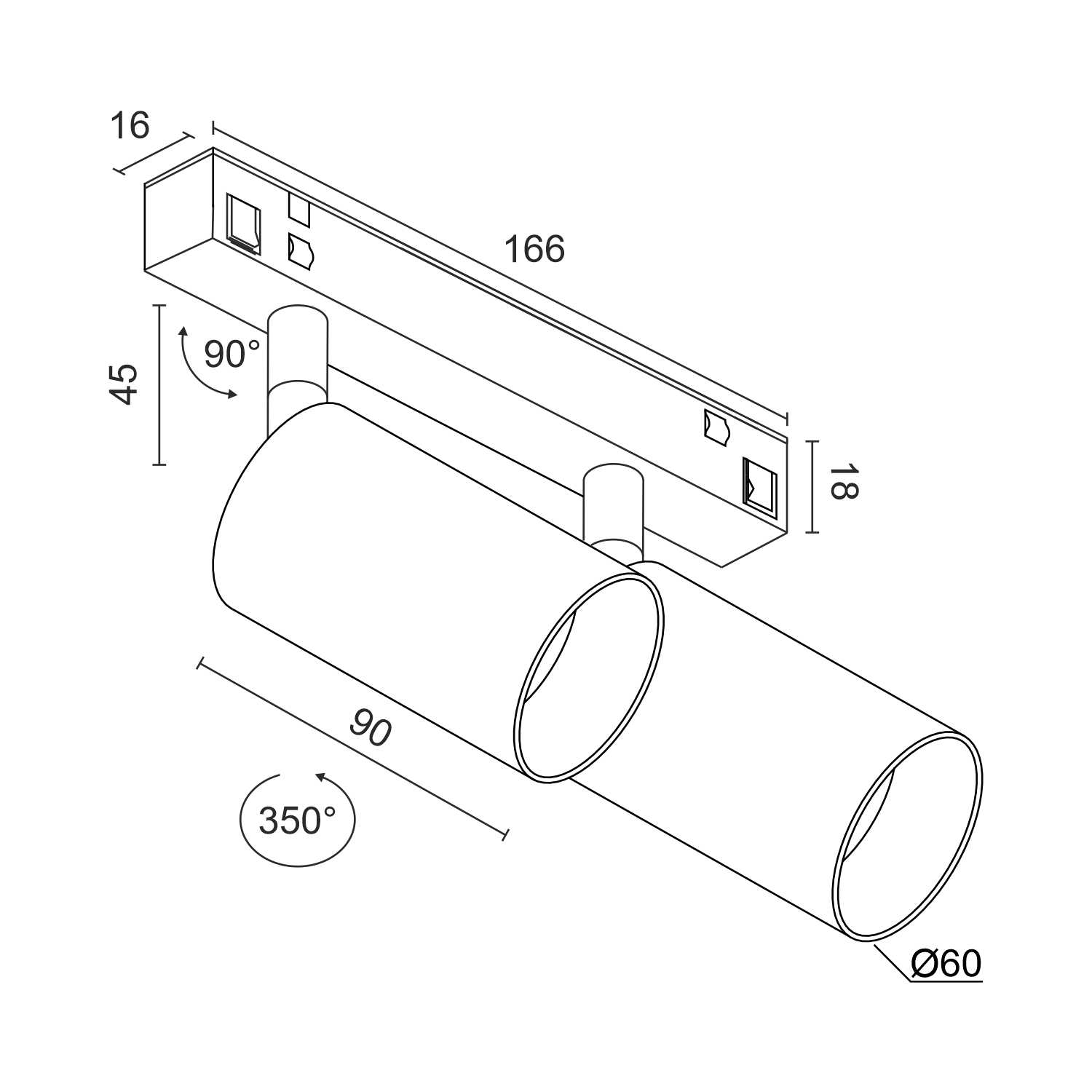 Светодиодный светильник для магнитной системы Ledron Sagi S60 Double White 4000K