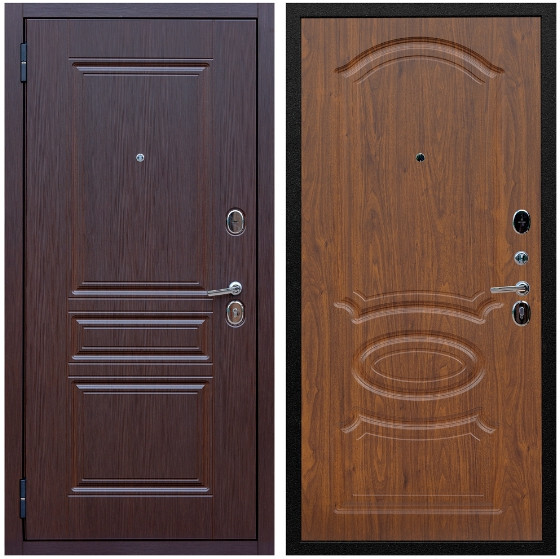 Дверь входная Graf Экстра МДФ 10 мм ФЛ-243 Лиственница шоколад / МДФ 16 мм ФЛ-140 Мореная береза