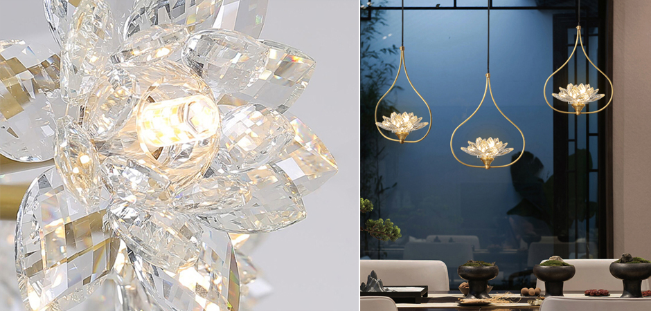 Хрустальный светильник Цветок Лотоса Lotus flower Clear Glass pendant lamp A by ImperiumLoft
