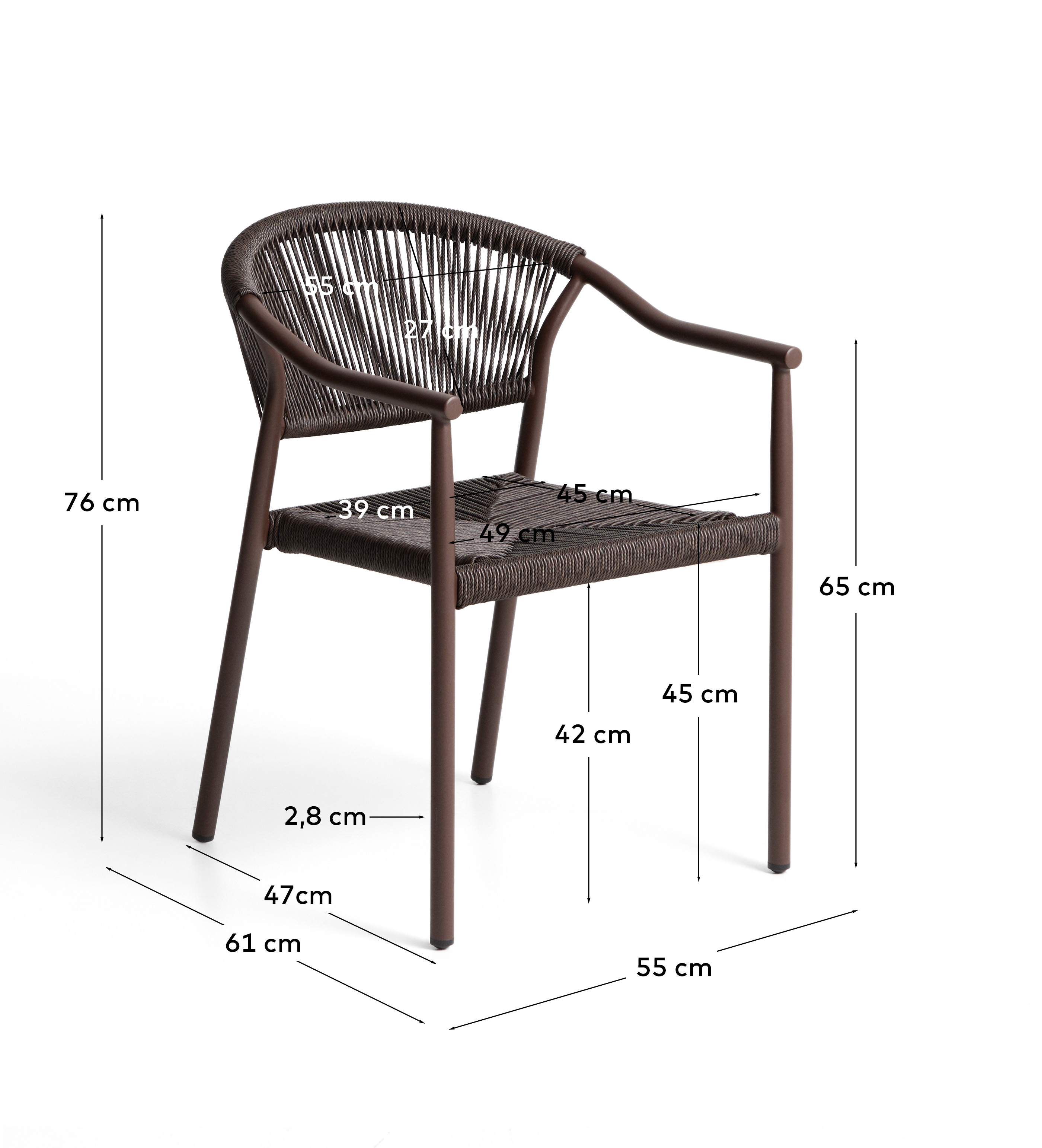 Уличный стул Livadia из коричневого алюминия и веревки La Forma 482293