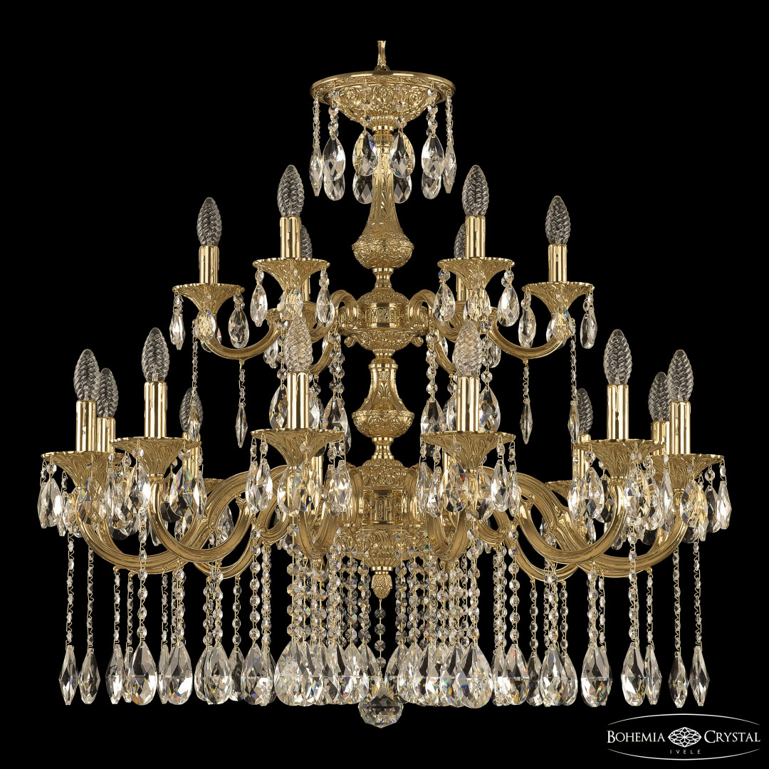 Люстра бронзовая с хрусталём 72101/12+6/300/2d A G