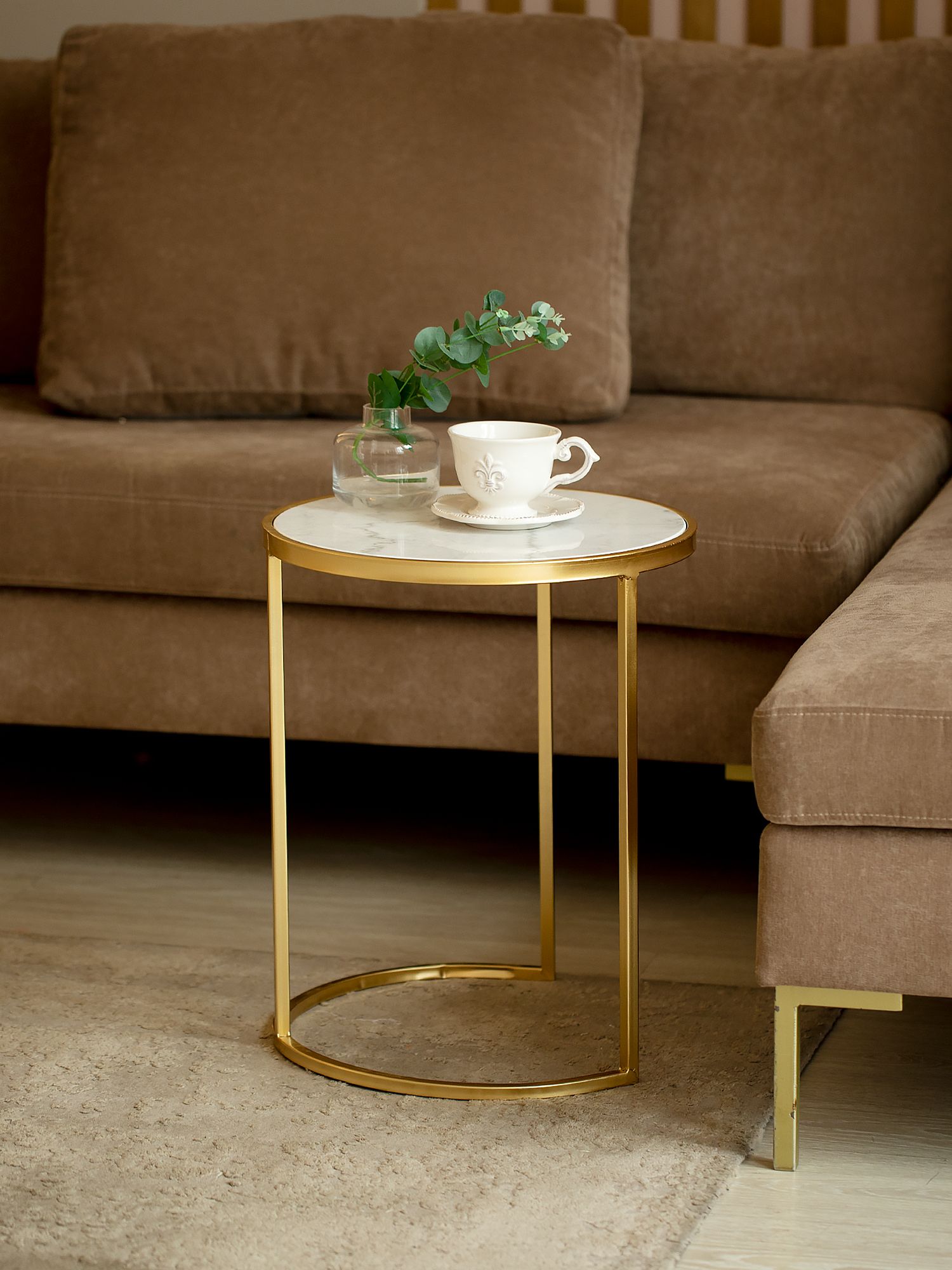 Столик приставной с белым мрамором Glasar 54-095