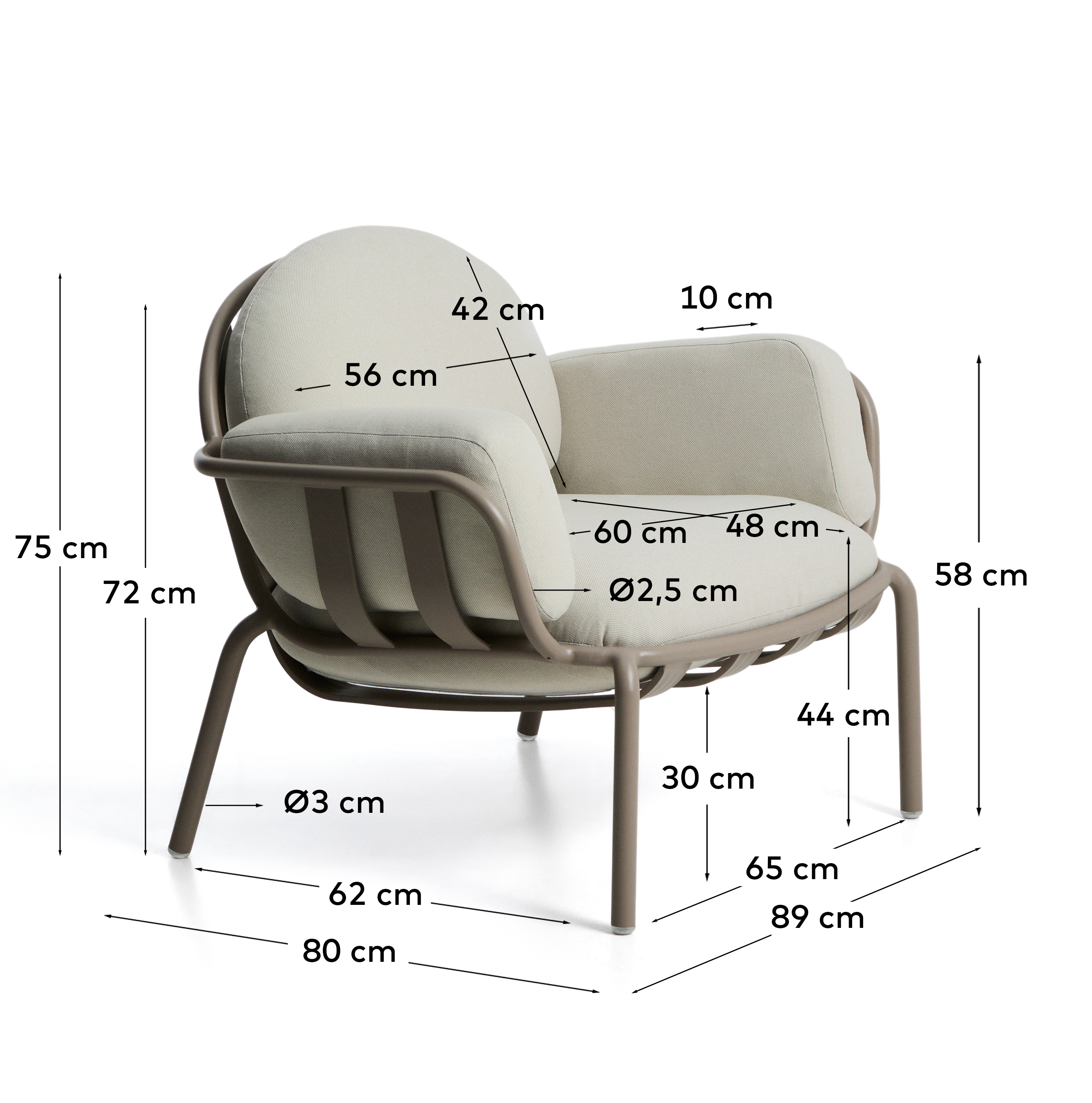 Уличное кресло Joncols из алюминия цвета таупе La Forma 482600