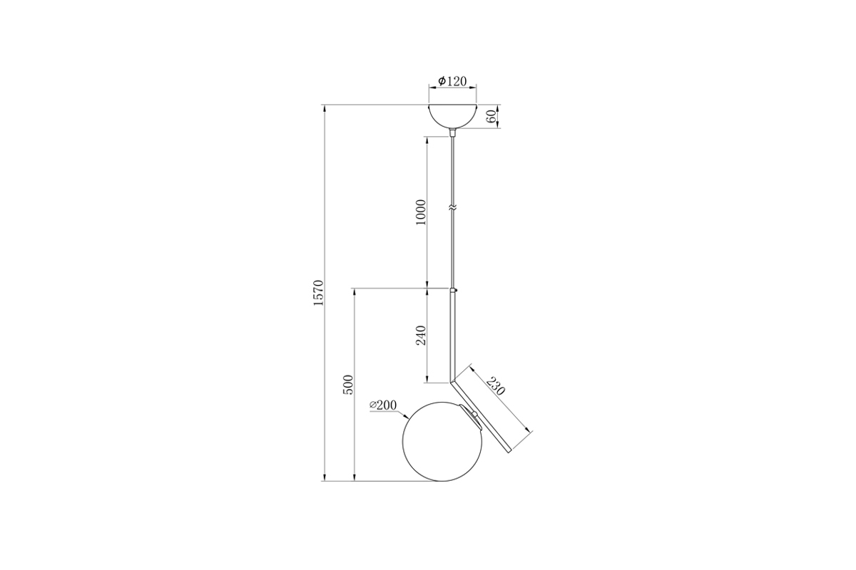 Светильник потолочный "Шар" Garda Decor K2GP-825BR-S