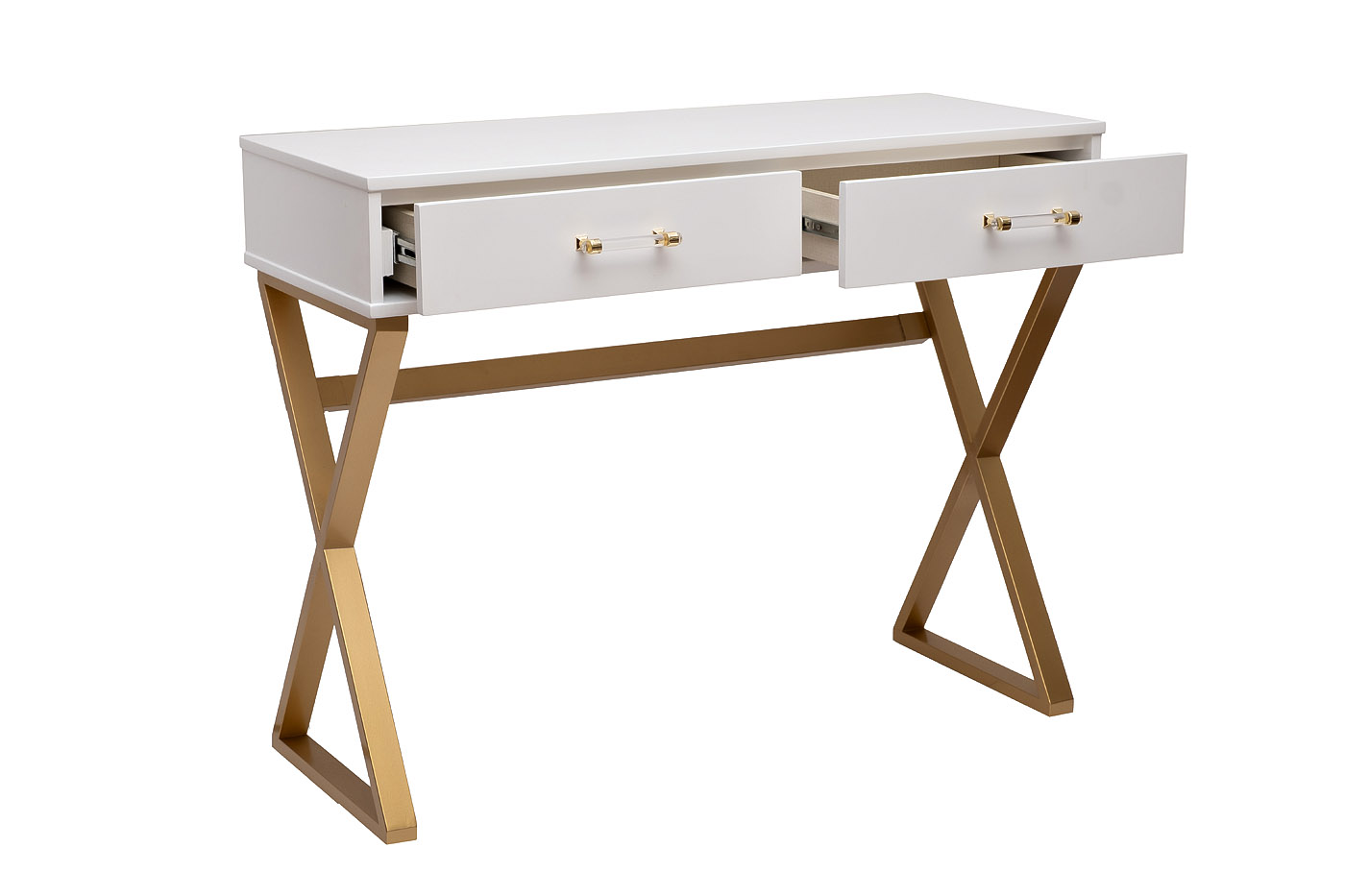 Консоль с 2мя ящиками белая/золото Garda Decor KFG164