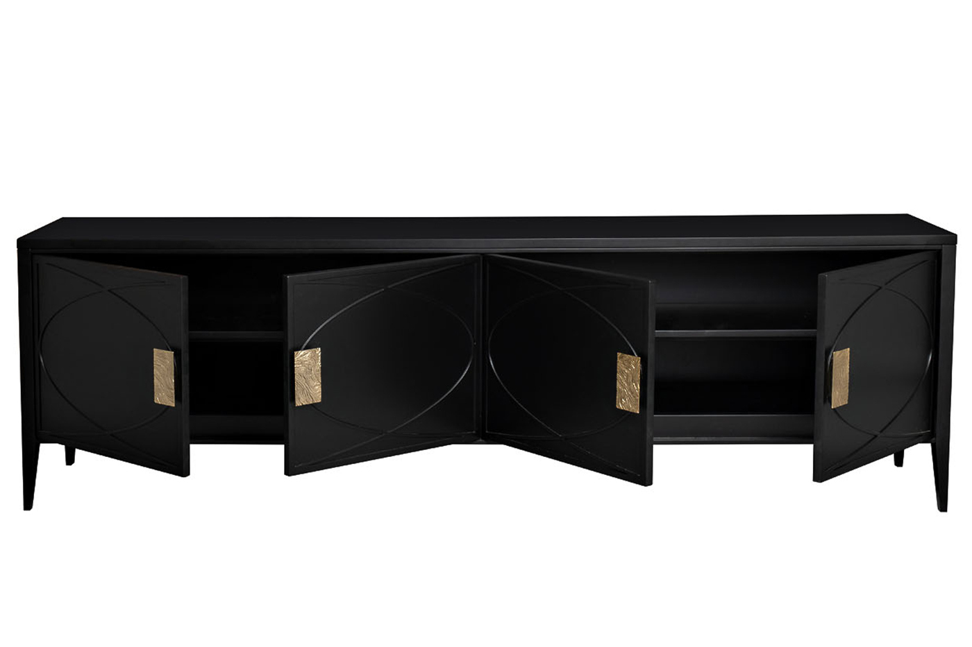 Тумба под телевизор черная с дверцами Garda Decor 98BP-GD01TUMB-CHERN