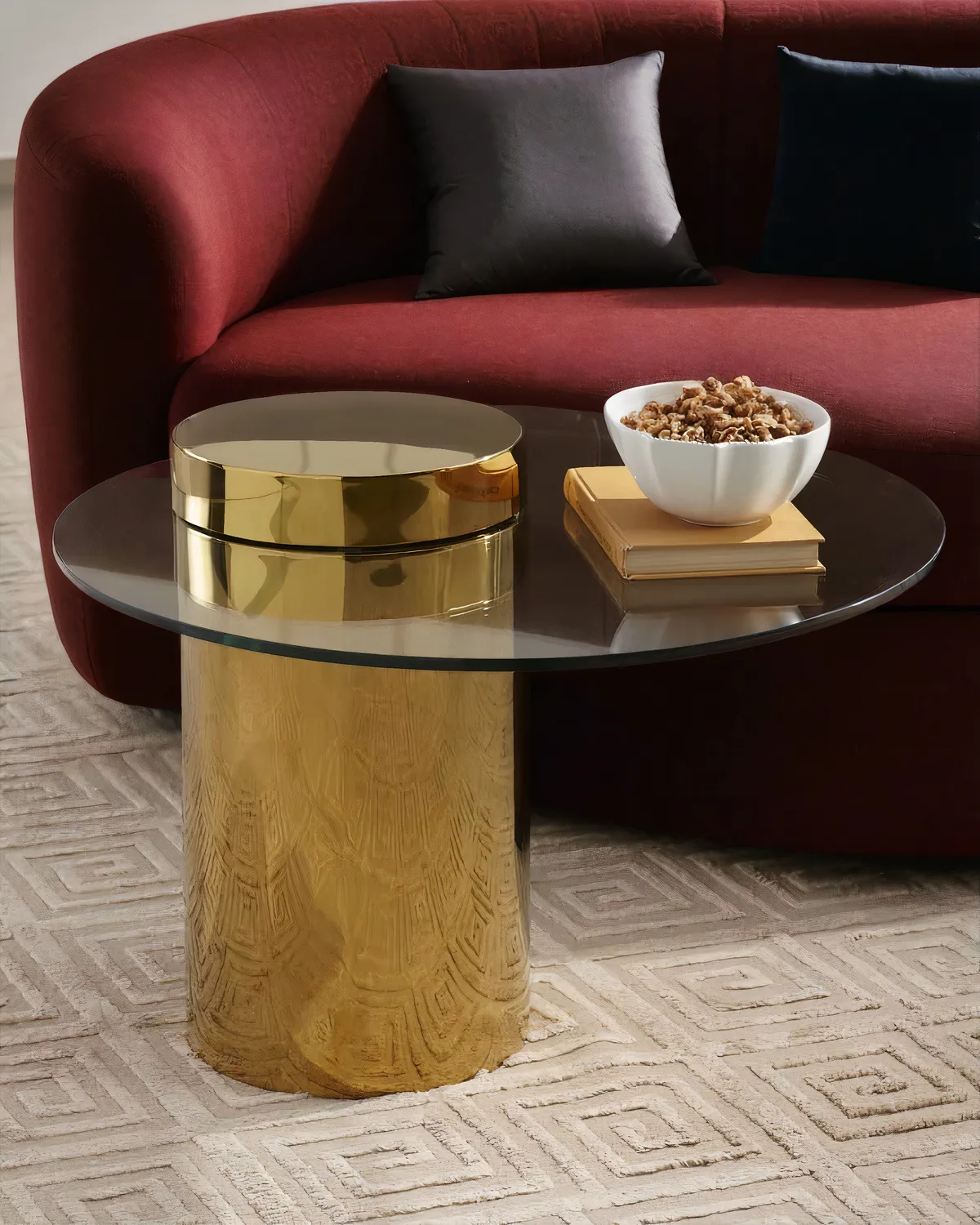 Золотой приставной столик Мартиника Louvre Home FST130924RJ